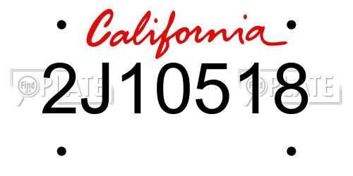 2J10518 California License Plate