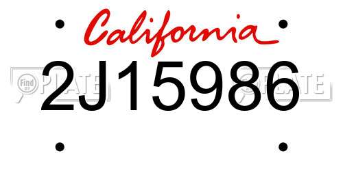 2J15986 California License Plate