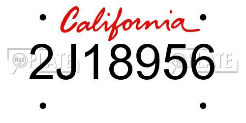 2J18956 California License Plate