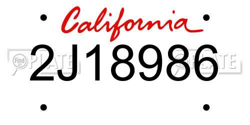 2J18986 California License Plate