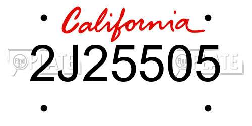 2J25505 California License Plate