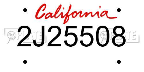 2J25508 California License Plate