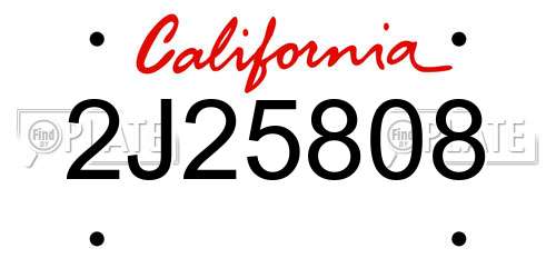 2J25808 California License Plate