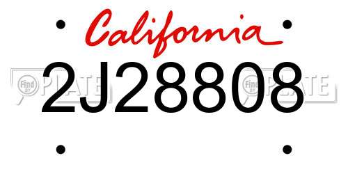 2J28808 California License Plate