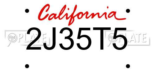 2J35T5 California License Plate