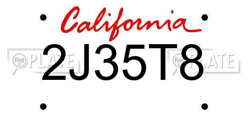 2J35T8 California License Plate