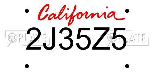 2J35Z5 California License Plate