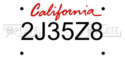 2J35Z8 California License Plate
