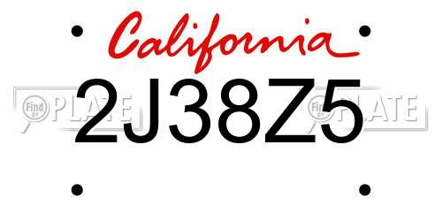 2J38Z5 California License Plate