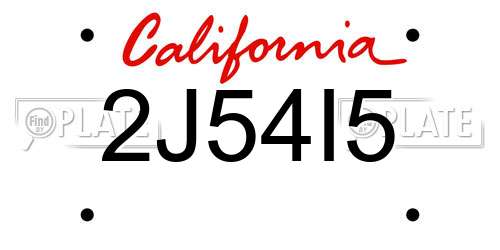 2J54I5 California License Plate