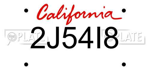 2J54I8 California License Plate