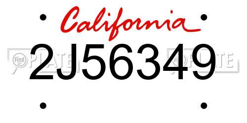 2J56349 California License Plate