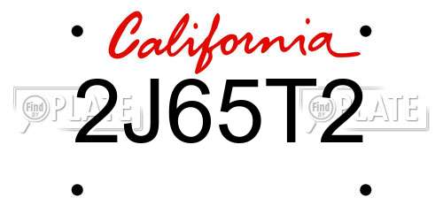 2J65T2 California License Plate