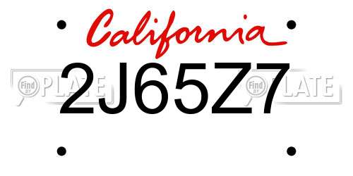 2J65Z7 California License Plate