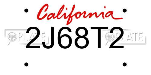 2J68T2 California License Plate