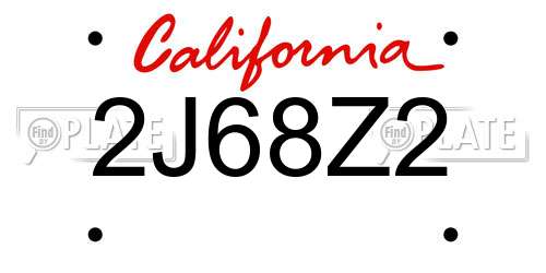2J68Z2 California License Plate