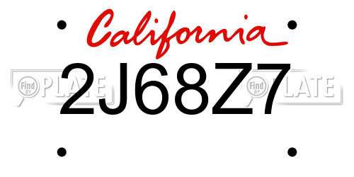 2J68Z7 California License Plate