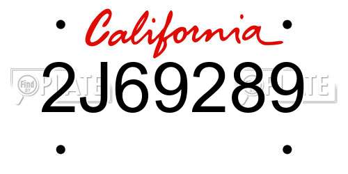 2J69289 California License Plate