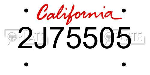2J75505 California License Plate