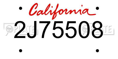 2J75508 California License Plate