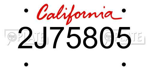 2J75805 California License Plate