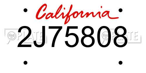 2J75808 California License Plate