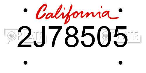 2J78505 California License Plate