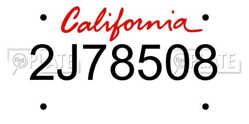 2J78508 California License Plate