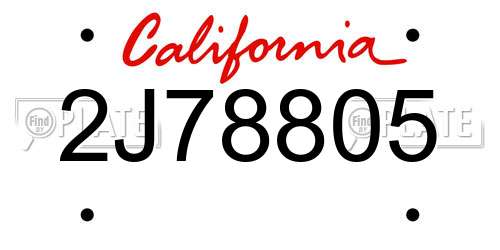 2J78805 California License Plate