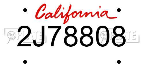 2J78808 California License Plate