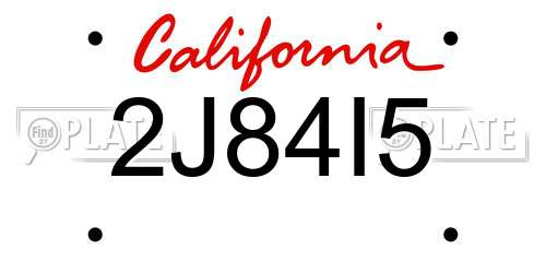 2J84I5 California License Plate