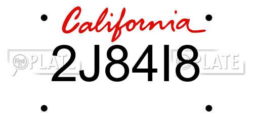 2J84I8 California License Plate