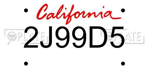 2J99D5 California License Plate