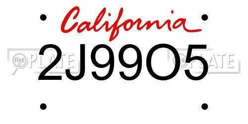 2J99O5 California License Plate