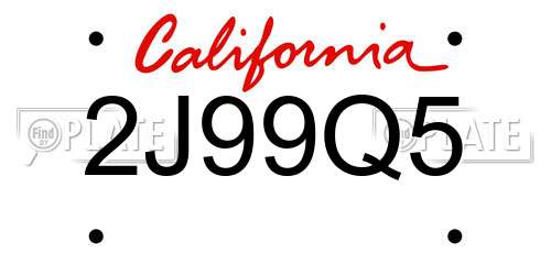 2J99Q5 California License Plate