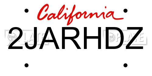 2JARHDZ California License Plate