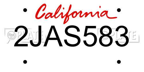 2JAS583 California License Plate