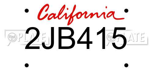 2JB415 California License Plate
