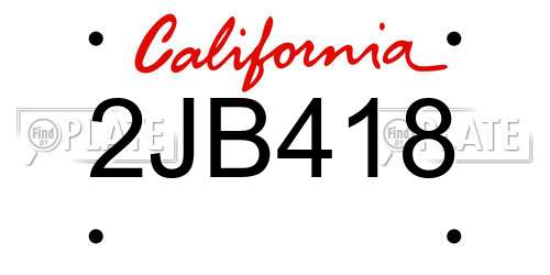 2JB418 California License Plate