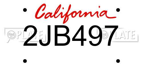 2JB497 California License Plate