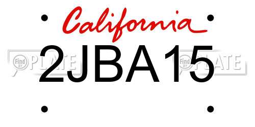 2JBA15 California License Plate