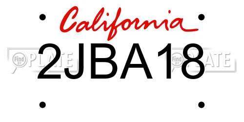2JBA18 California License Plate