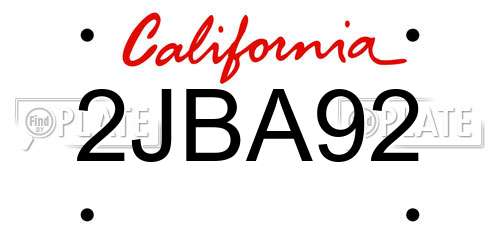 2JBA92 California License Plate