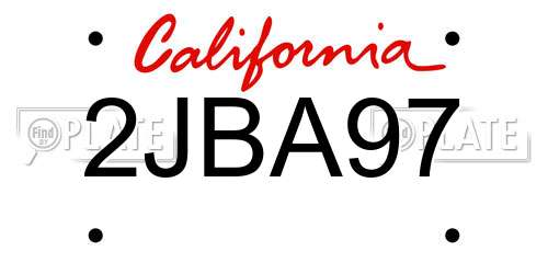 2JBA97 California License Plate