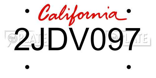 2JDV097 California License Plate