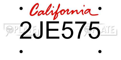 2JE575 California License Plate
