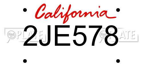 2JE578 California License Plate