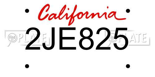 2JE825 California License Plate