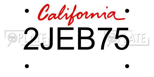 2JEB75 California License Plate