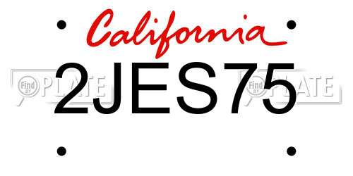 2JES75 California License Plate